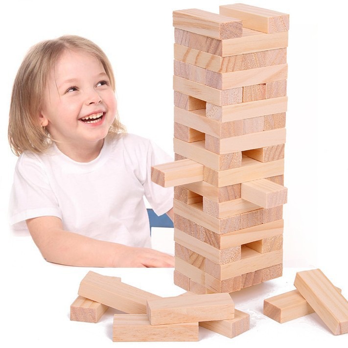 Kids Education Login - Blocos de madeira natural empilháveis, brinquedo