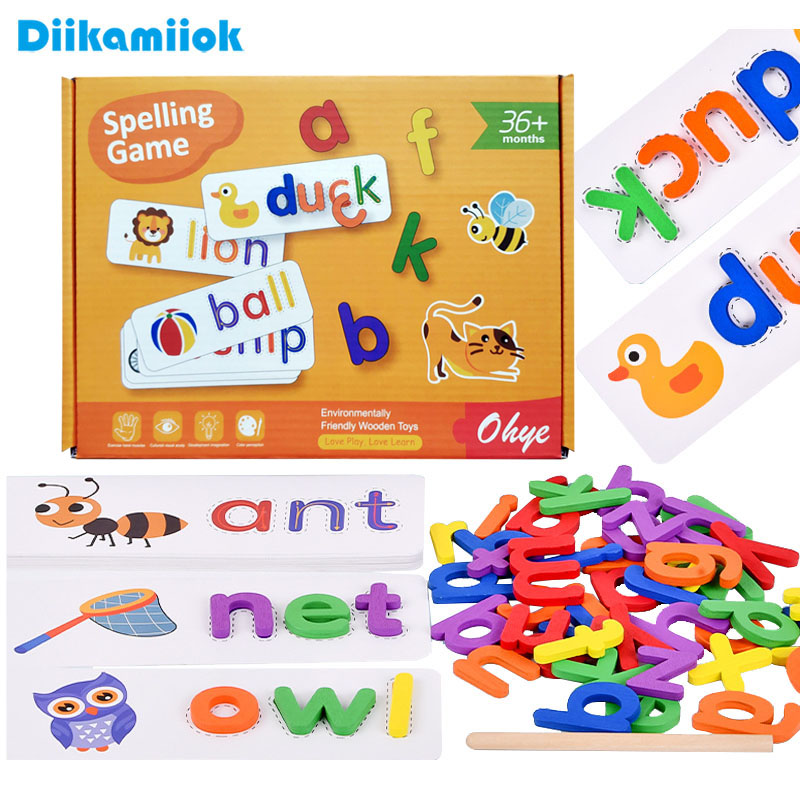Kids Educational Games Learn English - 52 pçs alfabeto inglês ortografia palavra