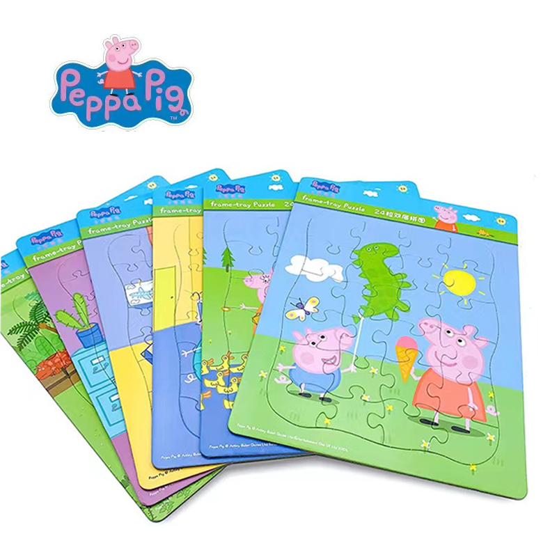 Educational Cartoon For Kids - Peppa pig figuras mini quebra-cabeças brinquedos
