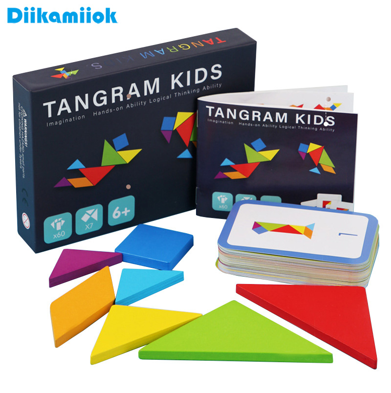 Kids Educational Game 3 - Tangram de madeira quebra-cabeças jogos de