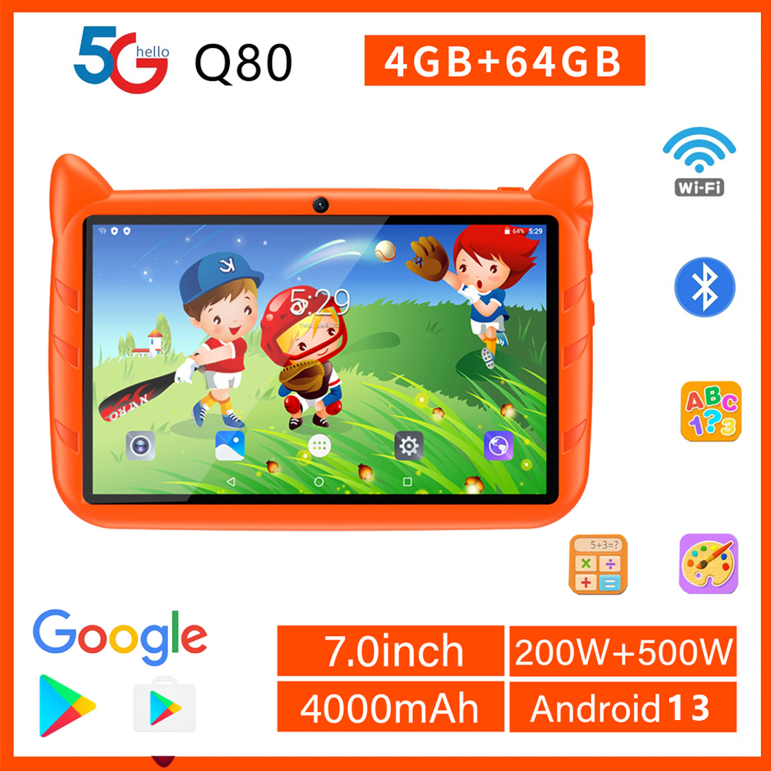 Kids Educational Games Learn English - Novo 5g wifi crianças tablet 7