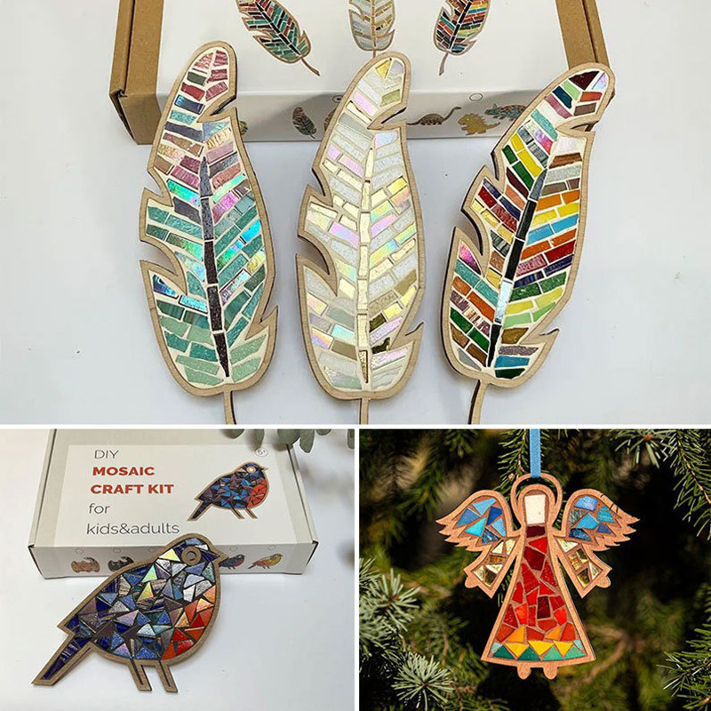 Kids Education Product - Kit DIY de Mosaico com Penas