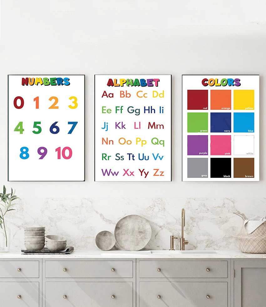 Kids Education Alphabet Numbers - 1 pôster educacional sem moldura para