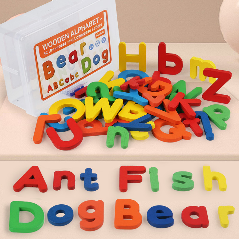 Kids Educational Games Learn English - Montessori em madeira com letras inglesas